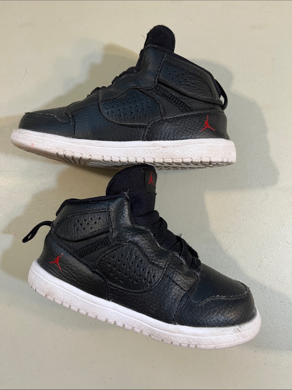 Jordan Kids Black and Red High-Top Sneakers - Picture 3 of 5